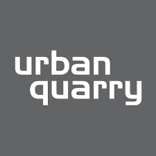 Urban Quarry logo in white lowercase text on a gray background