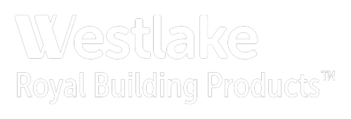 White embossed Westlake Royal Building Products logo on a white background