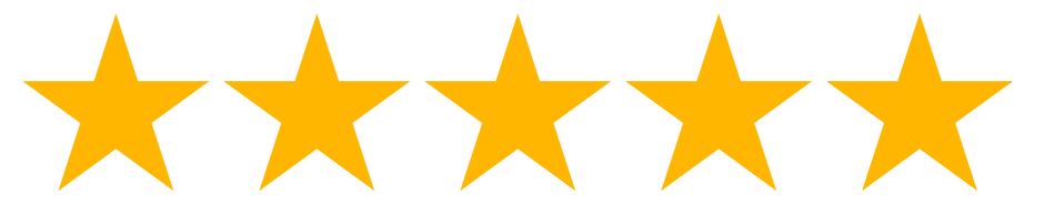 Five gold stars in a row, representing a five-star rating.