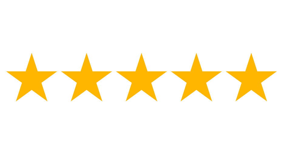 A row of five yellow stars on a white background.