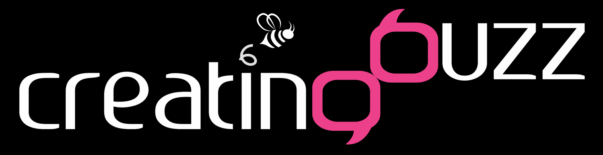 A logo for creating buzz with a bee on it
