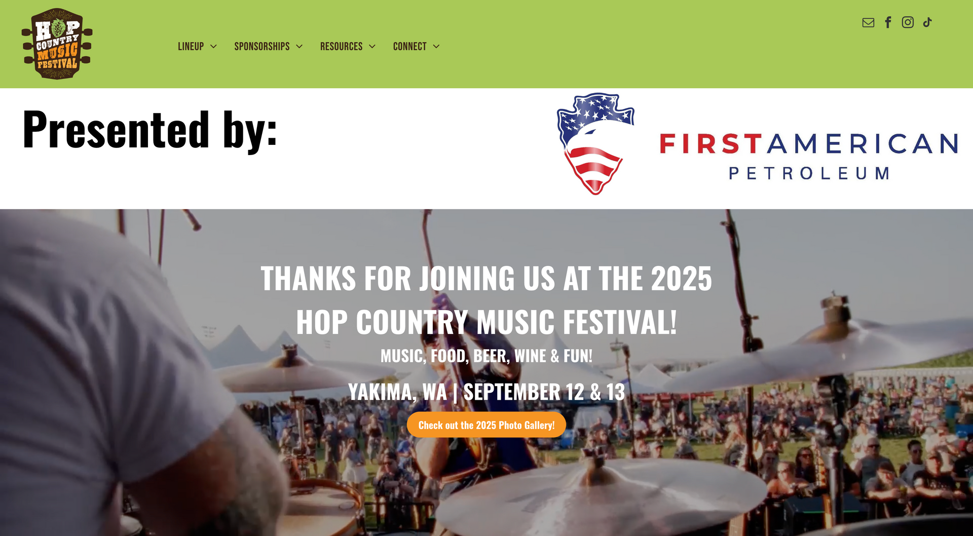 The website for the 2023 hop country music festival