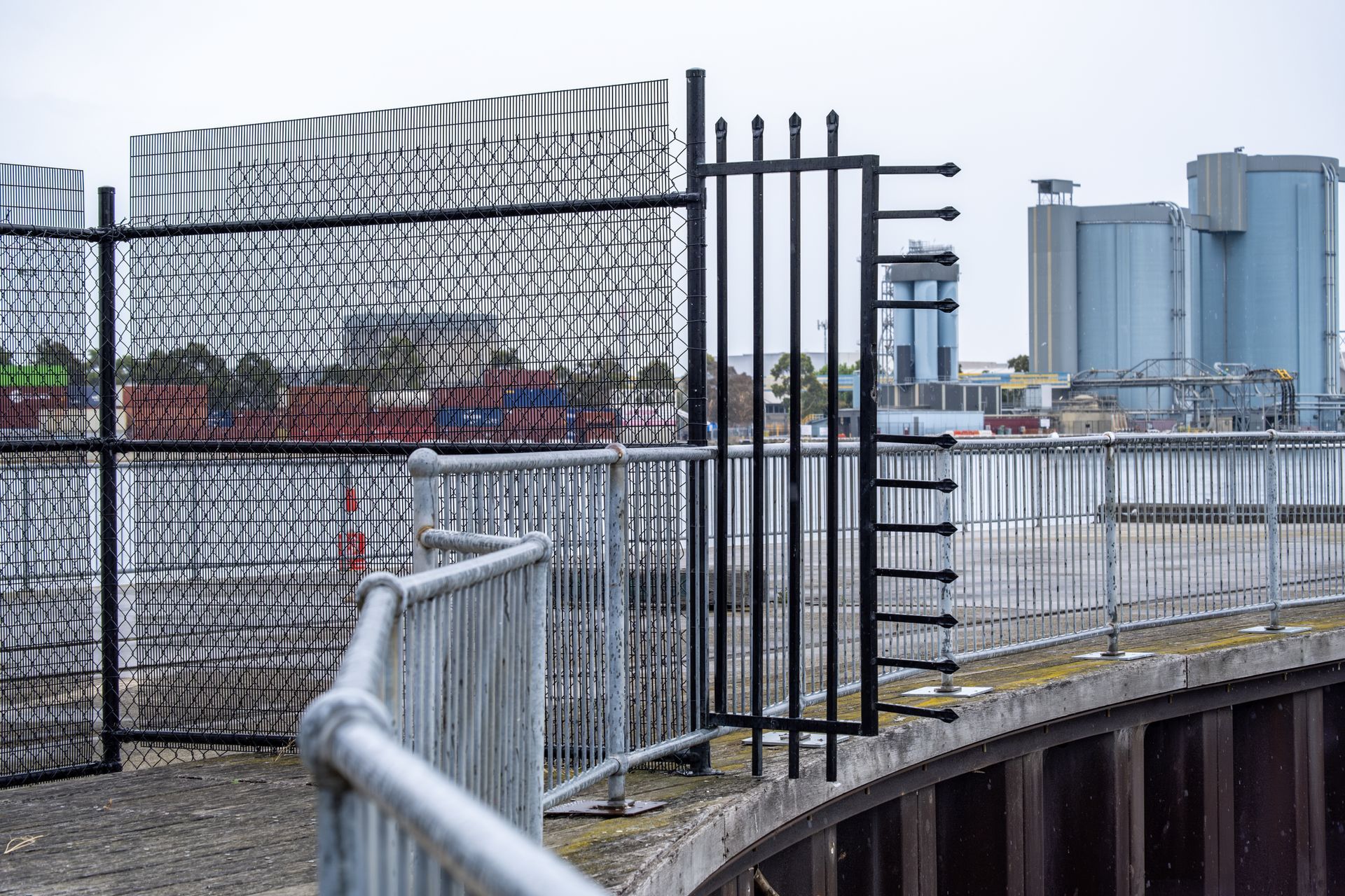 Industrial fence and gate. Industrial fence and gate.