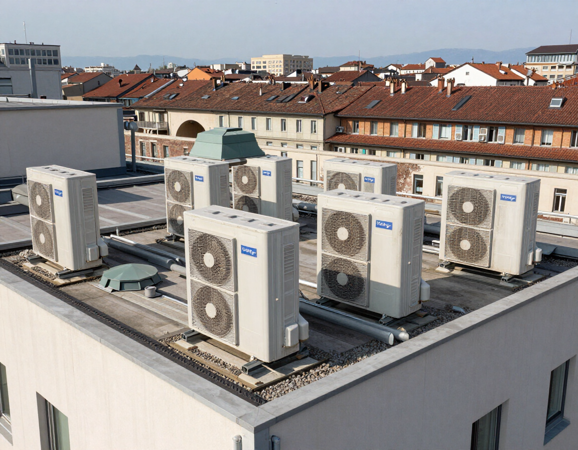Unità esterne VRF su edificio commerciale