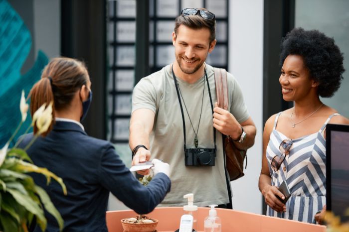 brand activation for a photo booth with man shaking hand