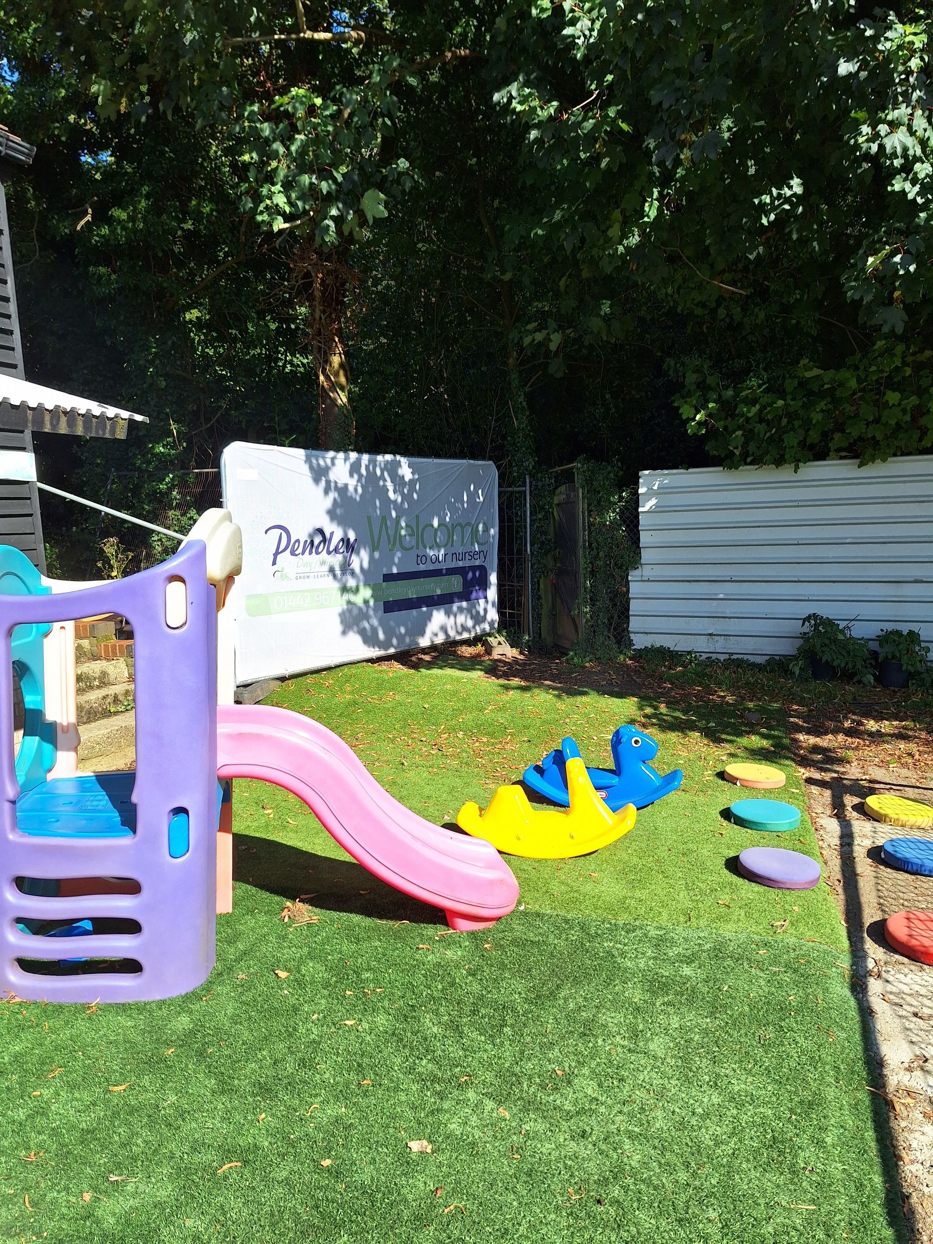 Outdoor play area at Pendley Day Nursery