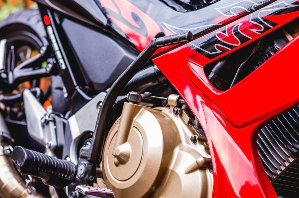 A Close Up of the Engine of a Red Motorcycle — Hastings Valley Powdercoaters in Taree, NSW