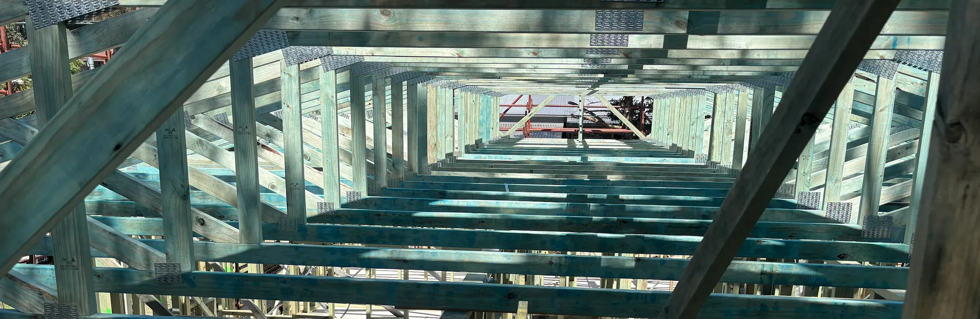 Prefabricated timber roof trusses installed on a residential construction project in Sydney NSW