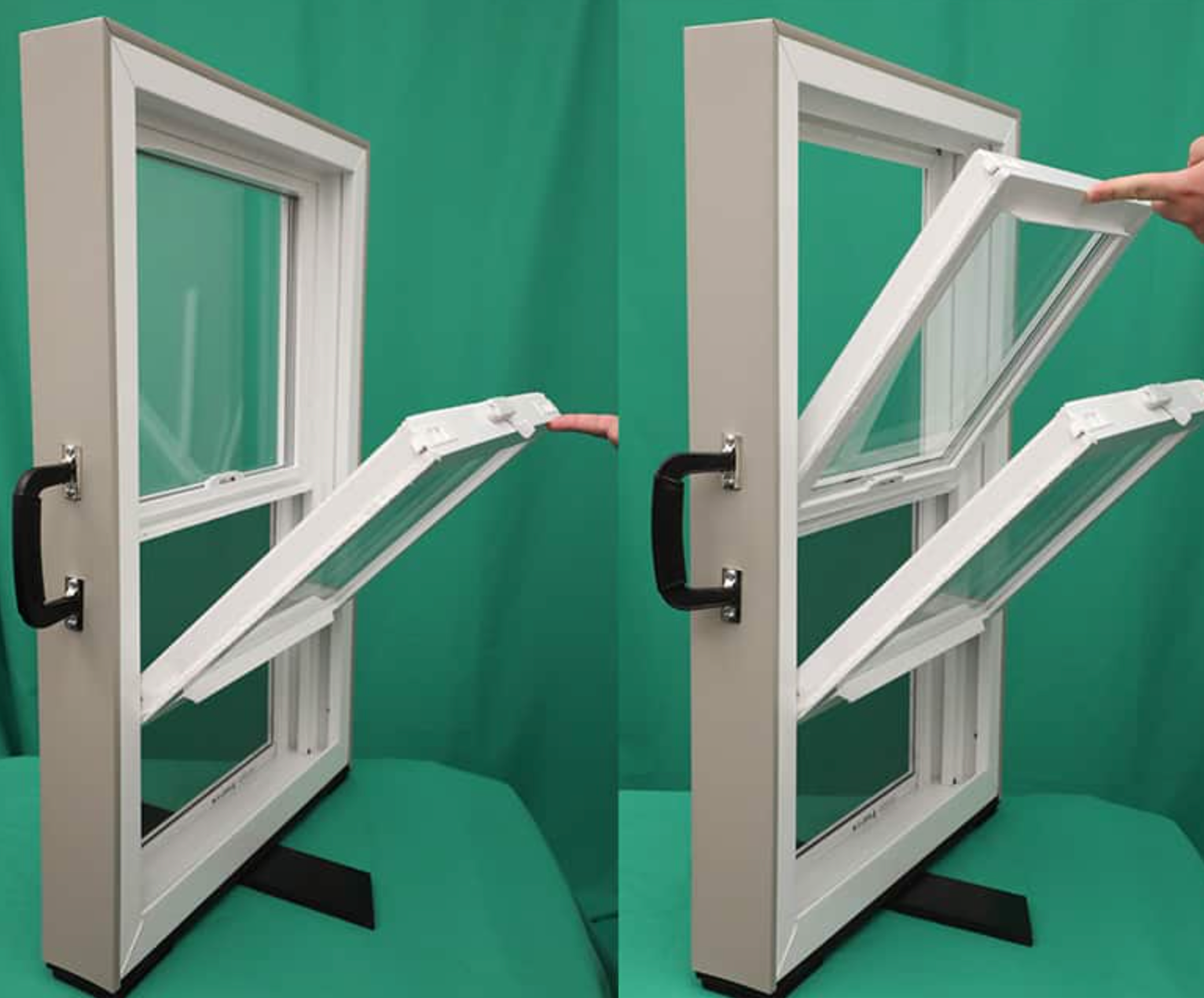 A picture of a window being opened and closed