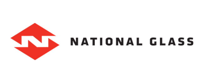 Logo of National Glass: Red diamond with white 