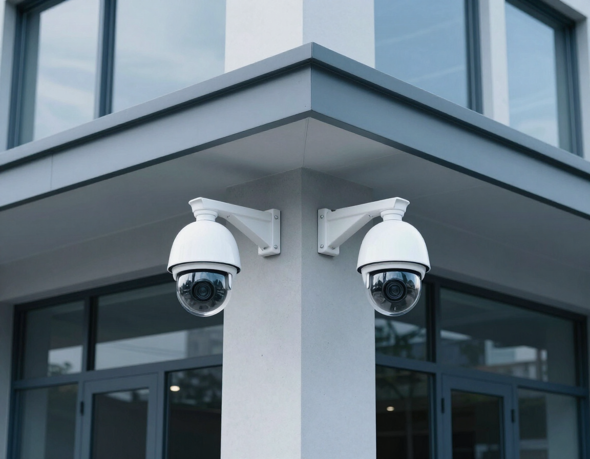 Cámaras IP instaladas en exterior de edificio