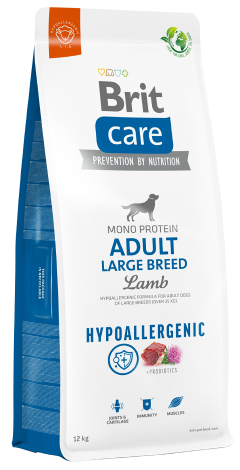 Bolsa de alimento hipoalergénico para perros Brit Care Adult Large Breed Lamb.