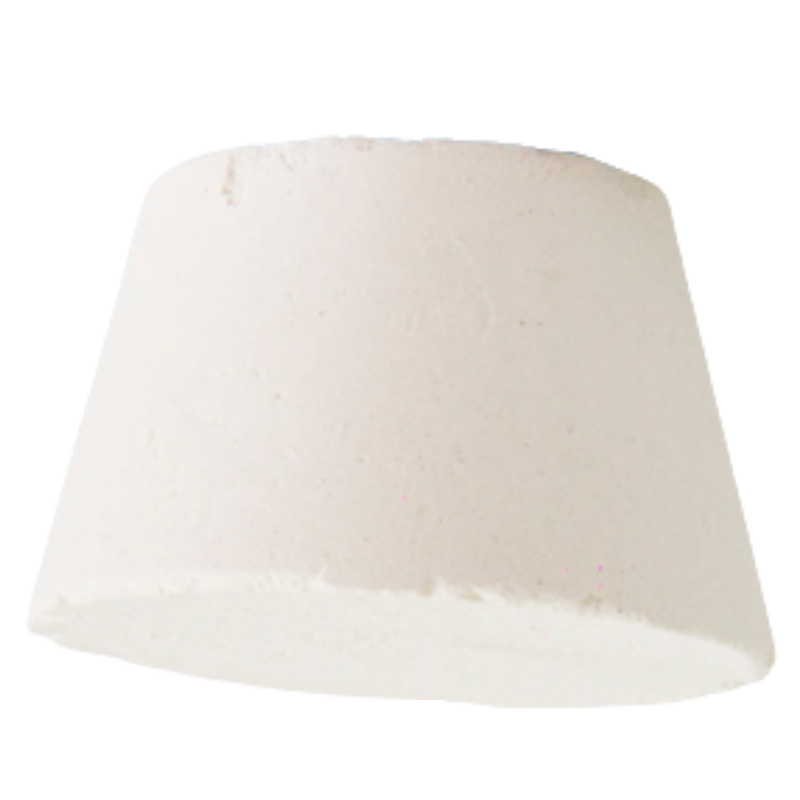 Queso de cabra blanco, cilíndrico, base ancha y superficie texturizada.