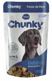 Bolsa de comida para perro con un perro gris, nombre de producto 