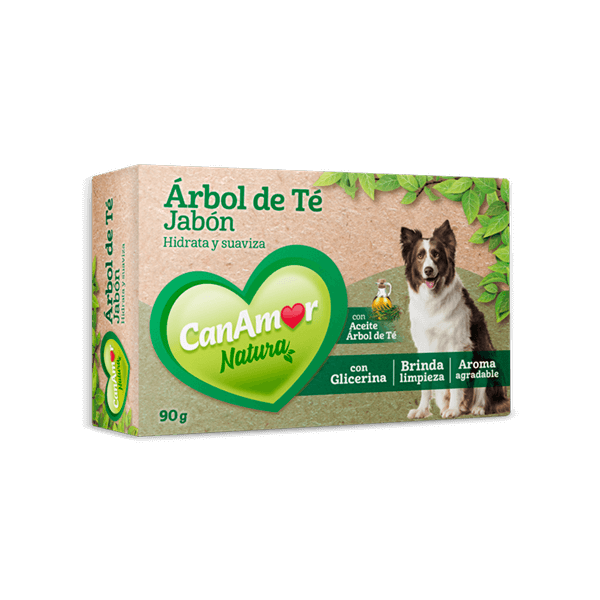 Caja de jabón para perros con ilustración de perro y texto: 