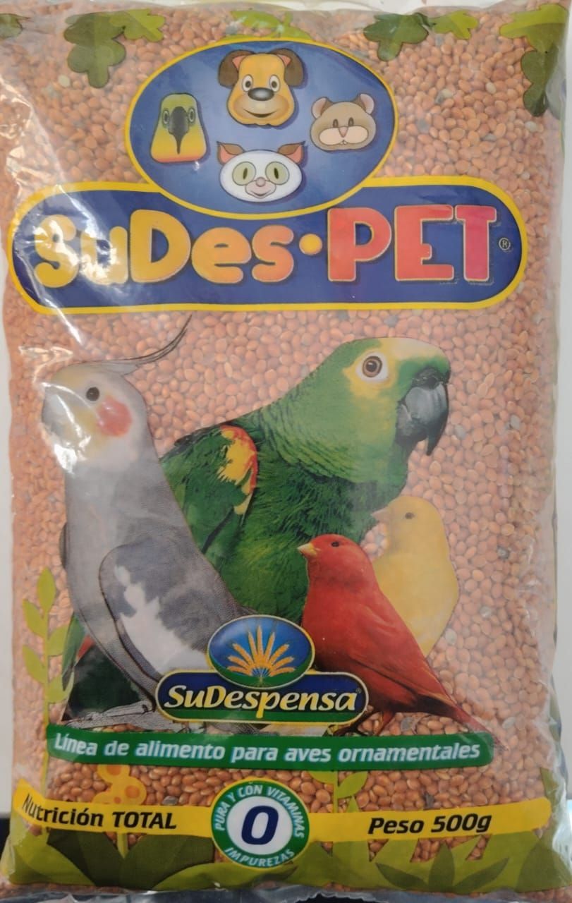 Bolsa de alimento para pájaros SuDes Pet con loros, pájaros y mascotas ilustradas.