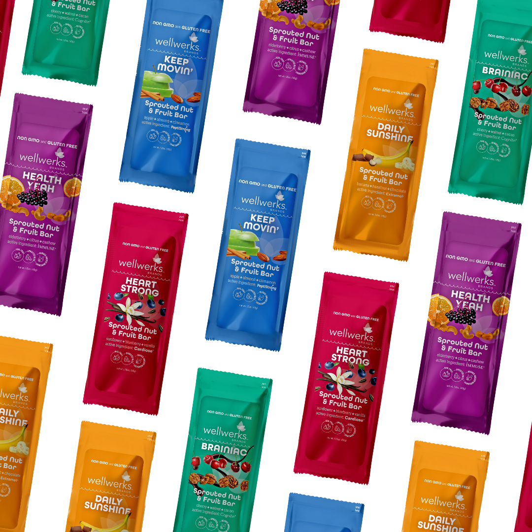 Wellwerks Sprouted Nut and Fruit Snack Bars with science-backed functional ingredients