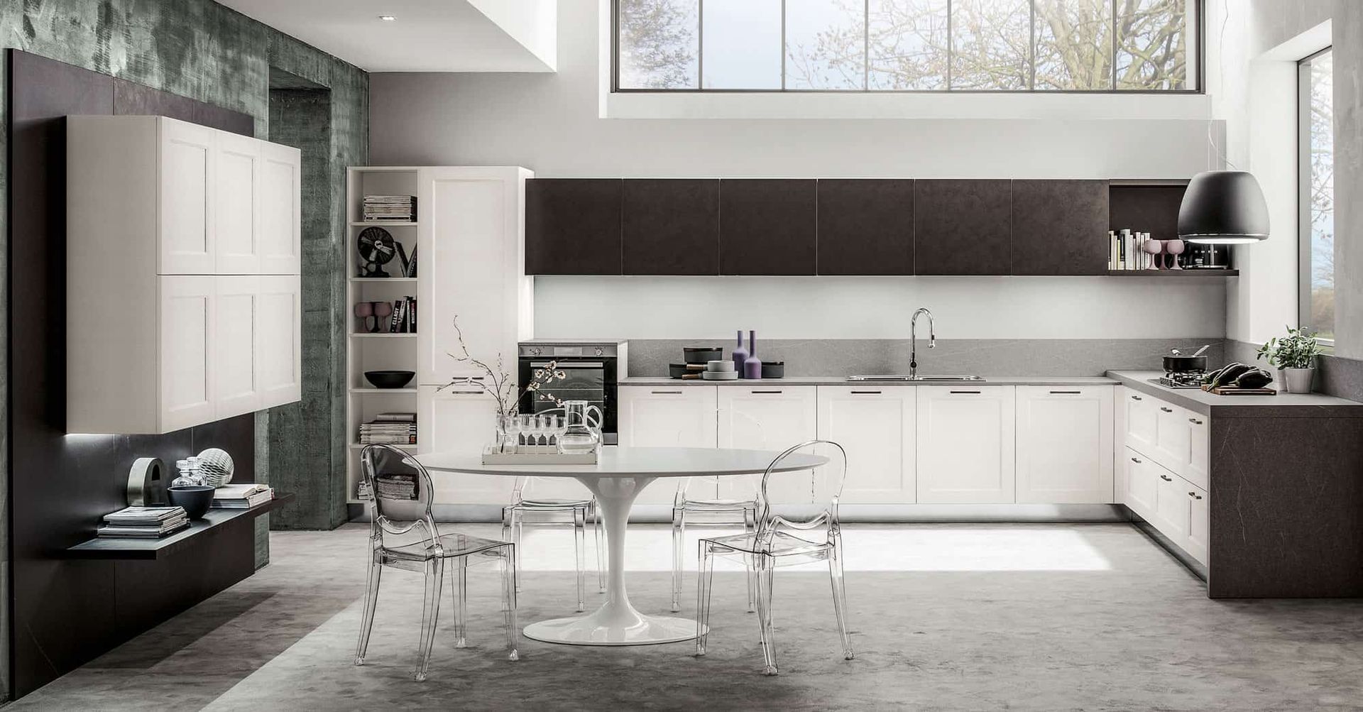 cucina moderna con tavolo e sedie