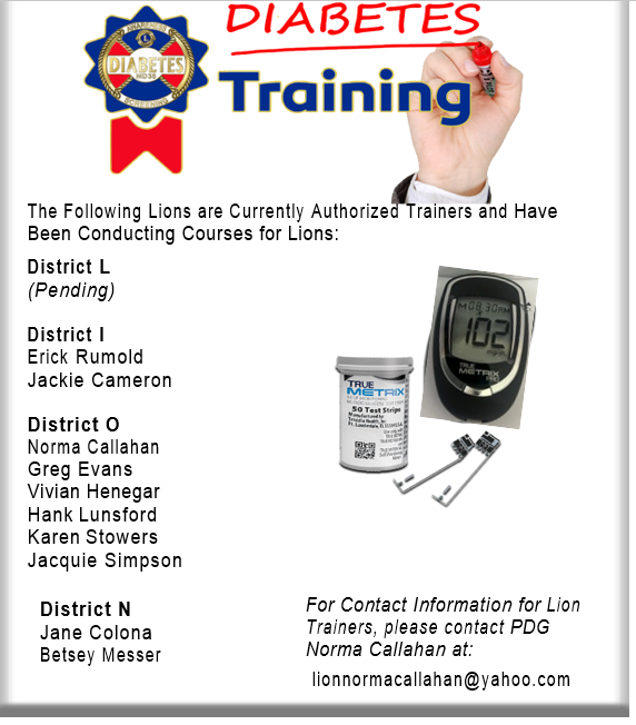 An advertisement for diabetes training shows a hand holding a marker