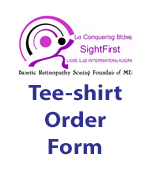 A purple and white t-shirt order form for sightfirst.