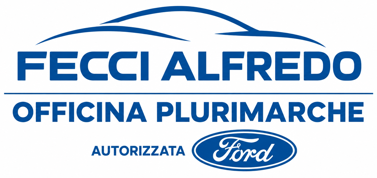 Logo per Fecci Alfredo officina plurimarche con autorizzazione Ford, in blu e bianco
