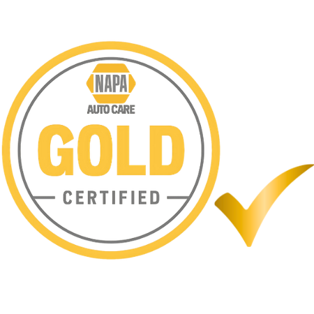 NAPA Auto Care Gold Certified badge with a gold check mark.