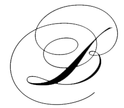 Black stylized cursive letter B with looping decorative lines on a white background