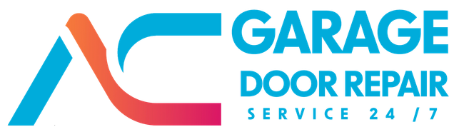 Logo for "Garage Door Repair Service 24/7" featuring a stylized blue and orange "AC" monogram on the left.