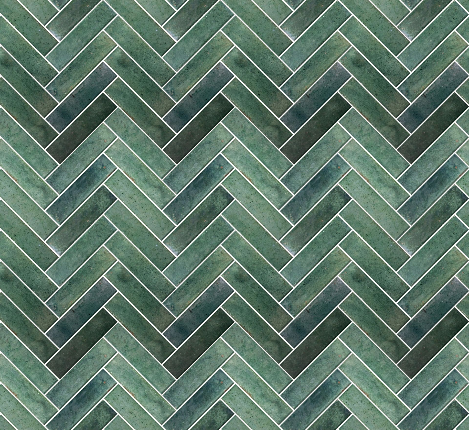 Green herringbone tile pattern with repeating diagonal chevrons