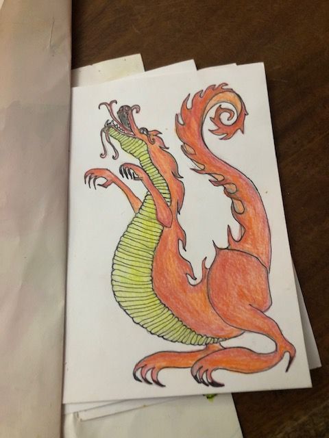 Draak, kleurpotlood