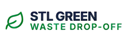 STL Green Waste Drop-Off logo with green leaf icon and dark blue and green text on white background