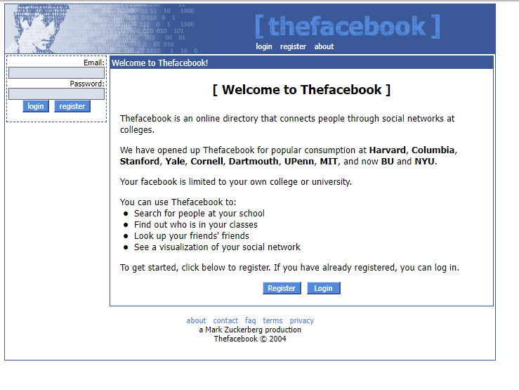 2004 FACEBOOK LOGIN SCREEN