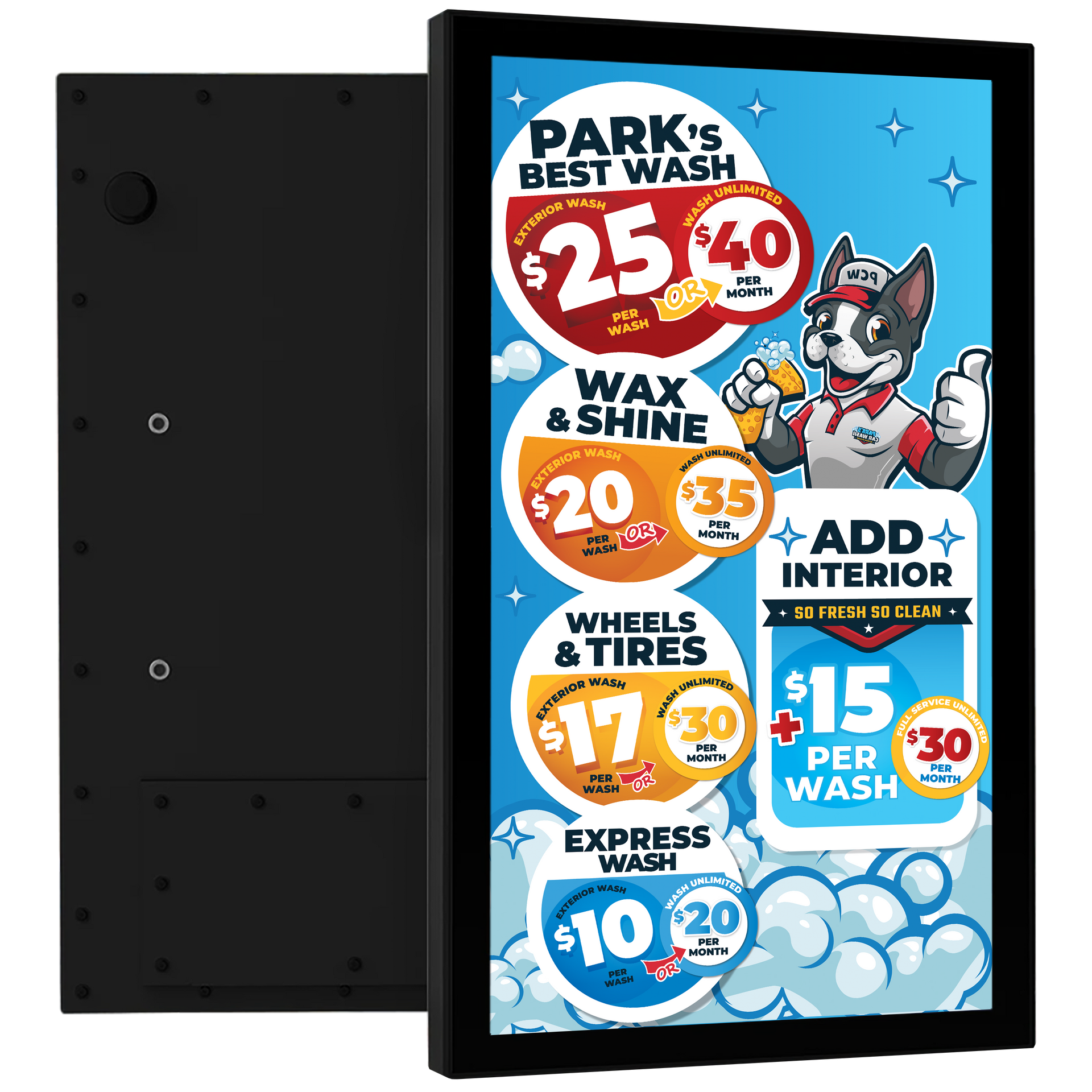 OhmCo carwash digital signs and digital displays