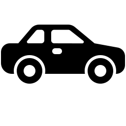 A black and white silhouette of a car on a white background.