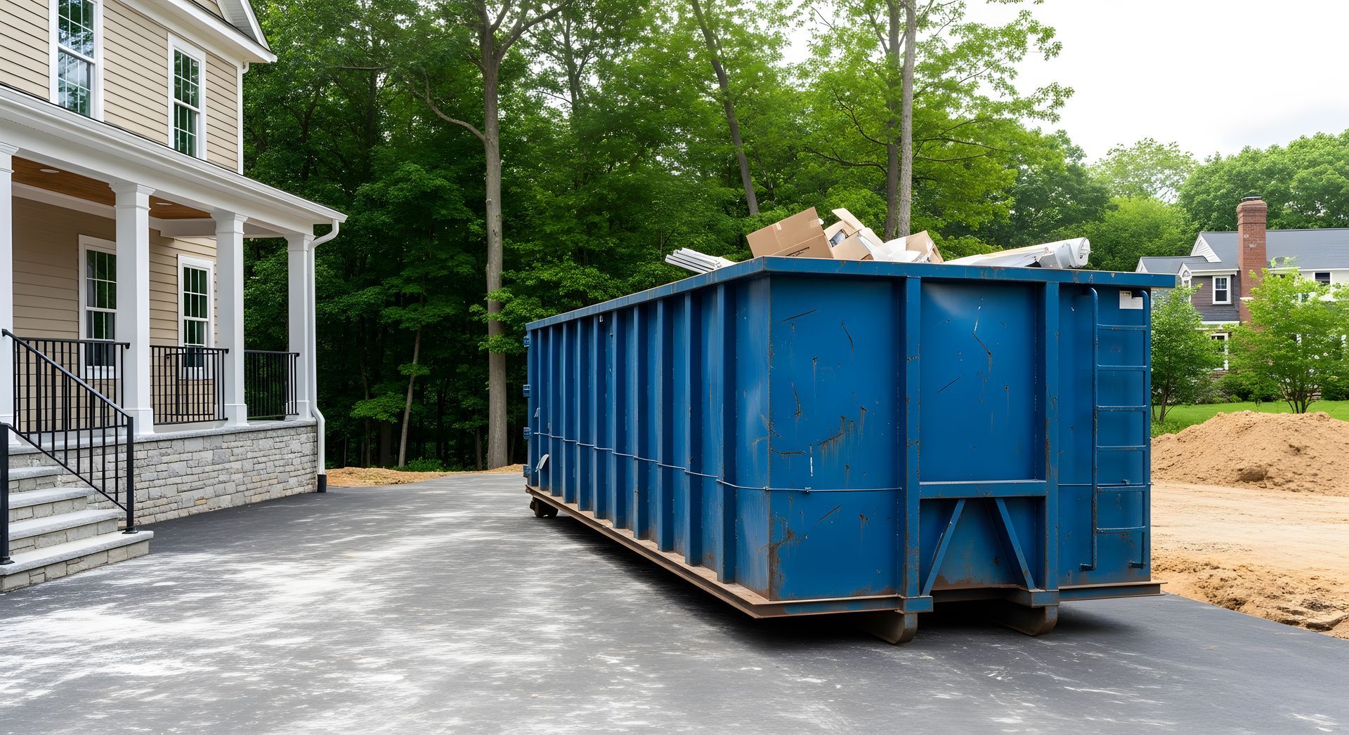Large Blue Roll-Off Dumpster Rental