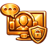 Three interconnected orange metallic gears.