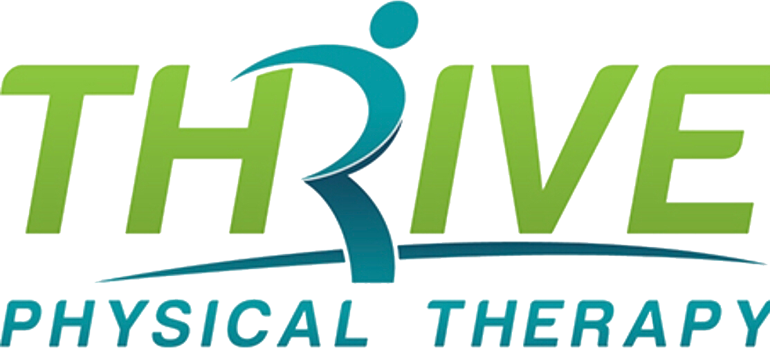 THRIVE Physical Therapy logo in green and teal text with a stylized human figure