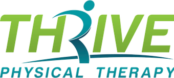 THRIVE Physical Therapy logo in green and teal text with a stylized human figure