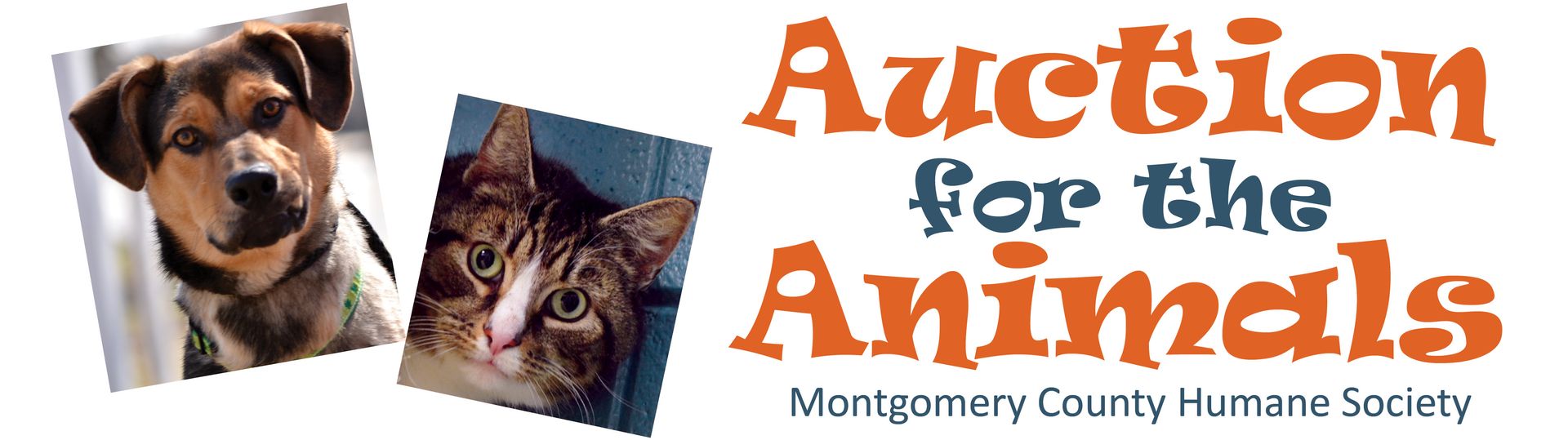 An auction for the animals logo with a dog and a cat