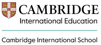 Cambridge International Education logo with red crest and black text on white background