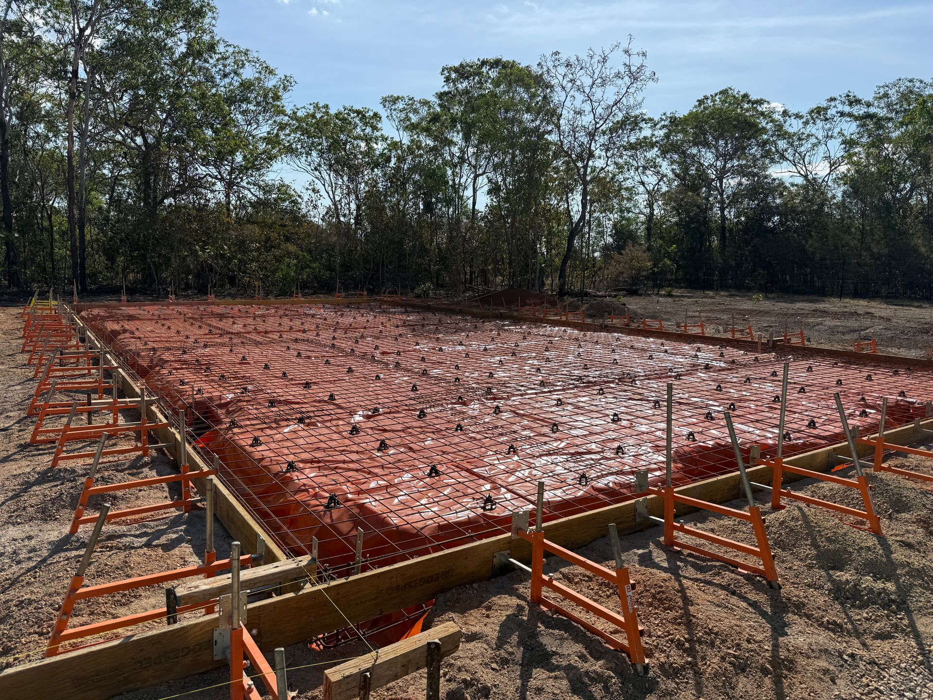 Rebar Foundation Slab With Red Formwork — Tick of Approval Pty Ltd in Darwin, NT