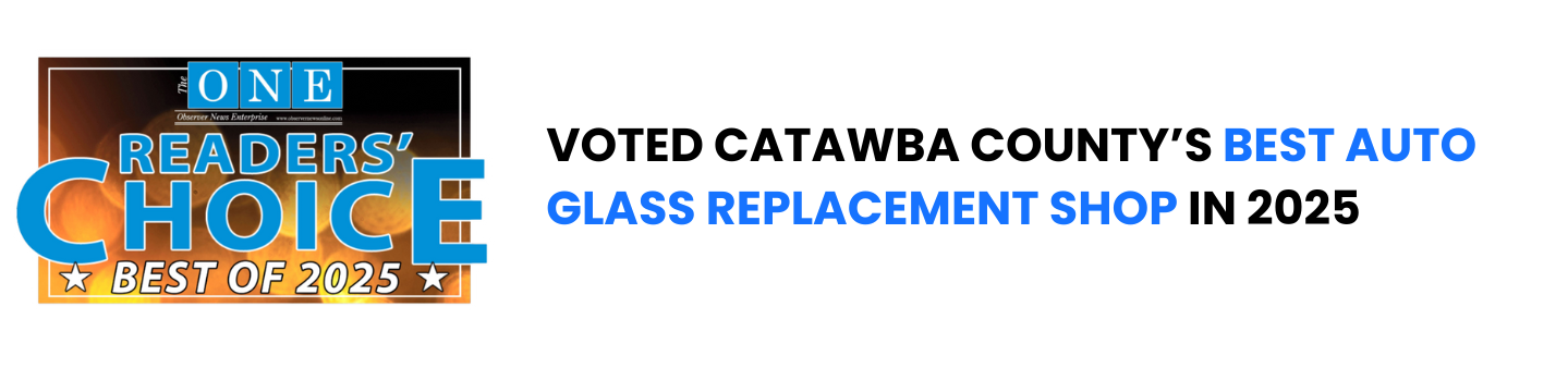 Banner celebrating One Reader’s Choice winner: Catawba County’s best auto glass replacement shop in 2025.