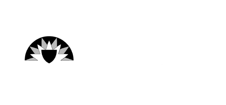 Black-and-white geometric semicircle logo on a white background