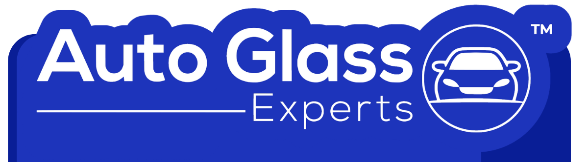 Auto Glass Experts logo in blue and white with a car icon and windshield graphic