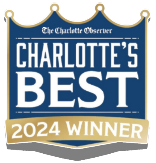 Charlotte’s Best 2024 Winner badge in blue, gold, and white