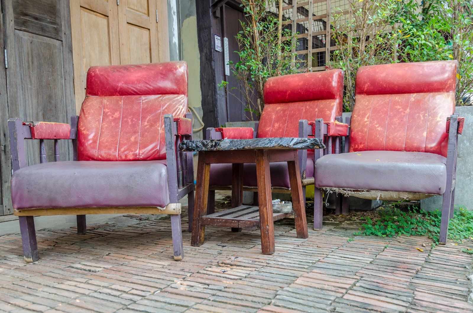 old chairs outside the house