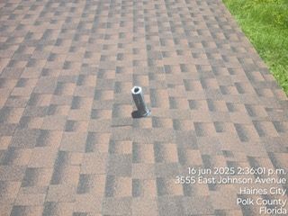 Roof with a pipe, location data.