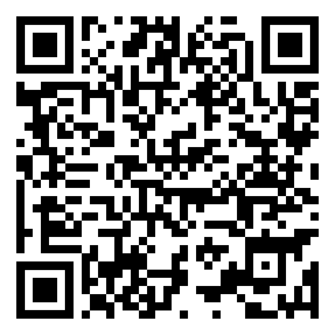 QR code with black and white squares.