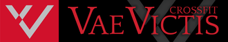 Vae Victis CrossFit logo in red and black on a dark background