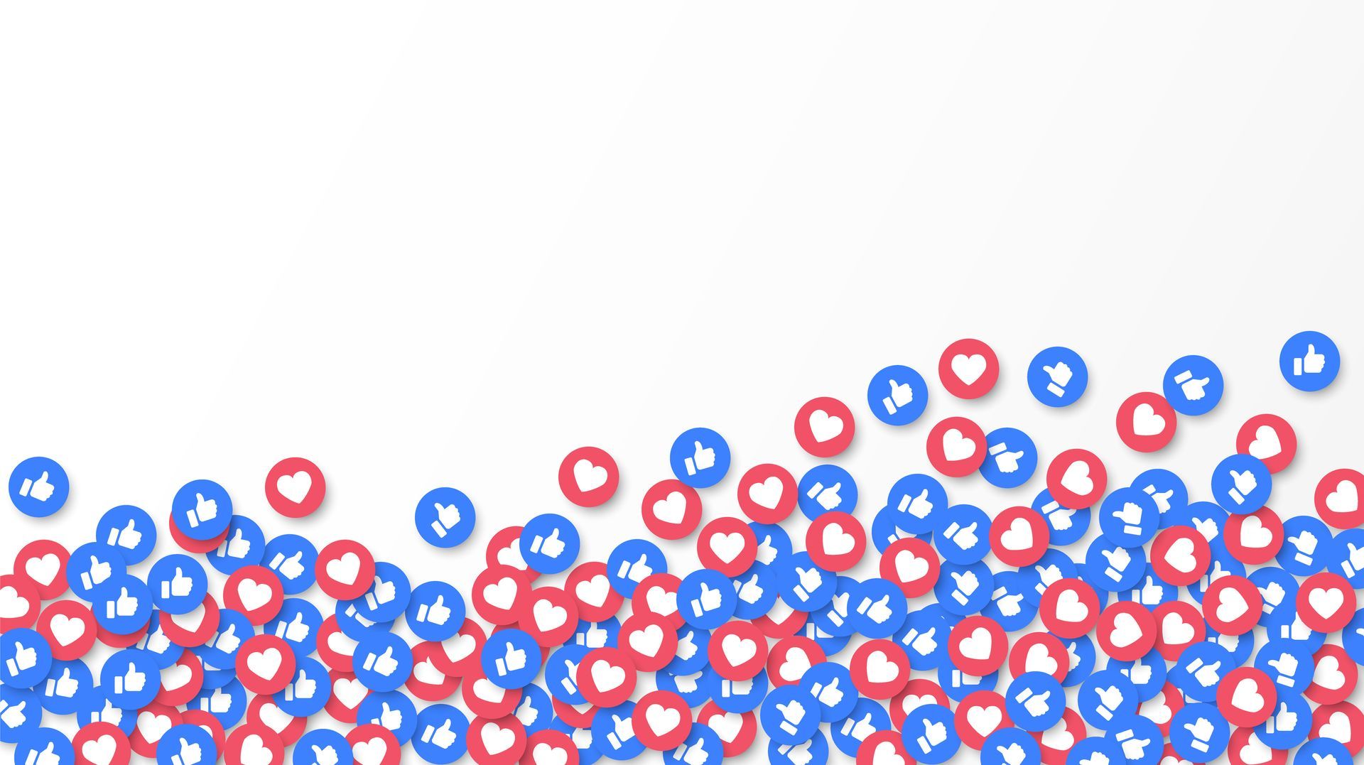 a bunch of red and blue thumbs up icons on a white background .